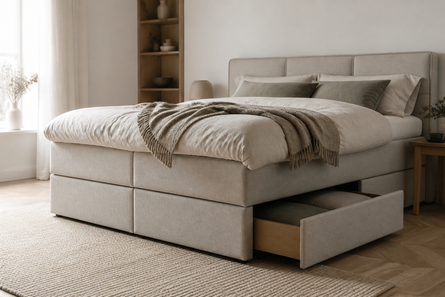 Boxspring met opbergbakken kopen: 5 varianten voor kleding en beddengoed