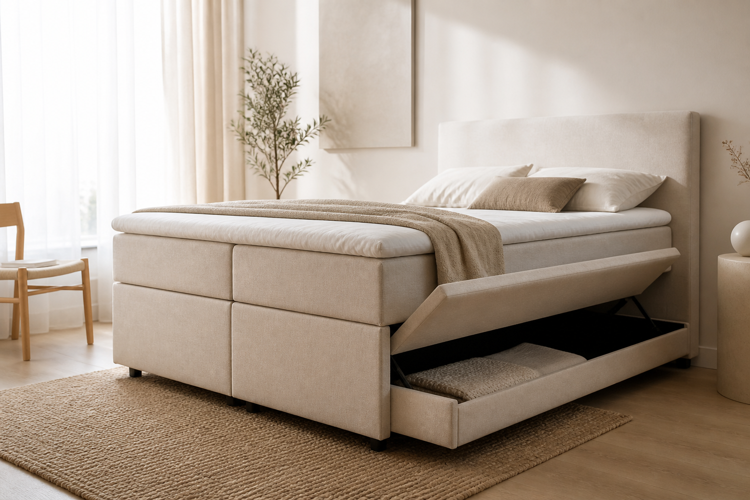 Boxspring met opbergruimte of zonder: welke bespaart je het meest?